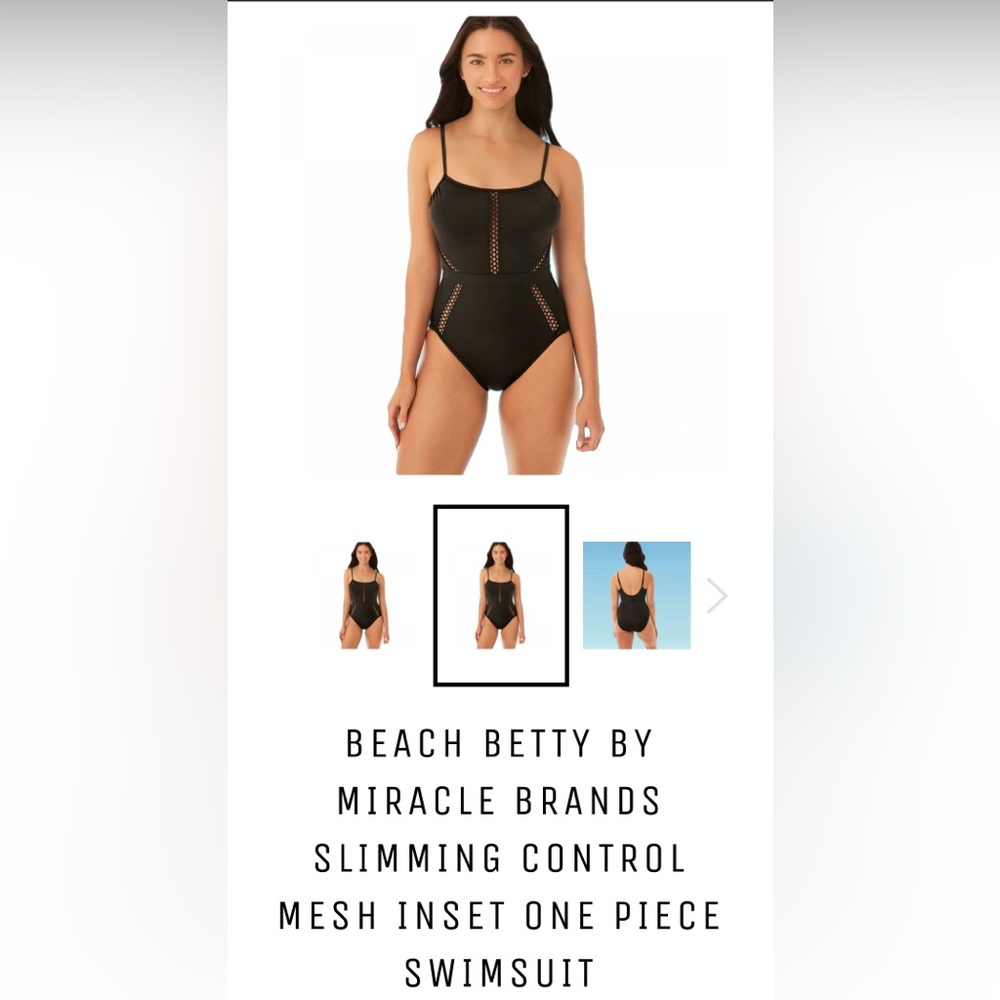 BEACH BETTY BY MIRACLE BRANDS SLIMMING CONTROL MESH INSET ONE PIECE